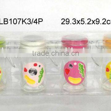 LB107K3/4P Glass Spice Jar With Decal Printing With Pvc Box