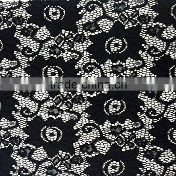 black nylon spandex elastic lace fabric