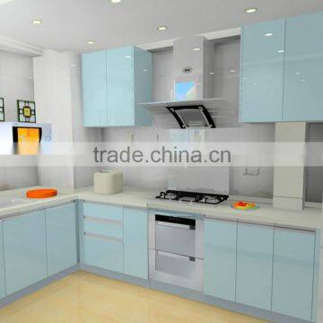 L shaped high quality melamine kitchen cabinets with Blum hardware