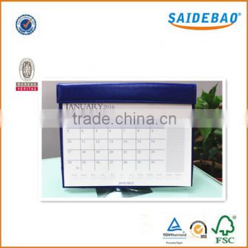 Popularity wholesales recycled pu leather cheap office portable desk calendar