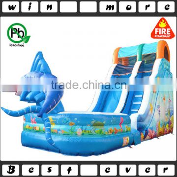 big fish attack outdoor sports equipment air trampoline prices, adult and baby inflatable used water slide for sale