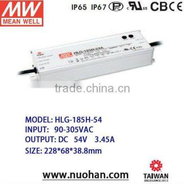 Meanwell waterproof electronic led driver HLG-185H-54 185W 54V led dimmable driver