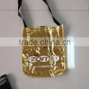 Gold lamination shoulder bag with adjust strap