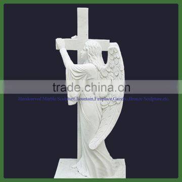 Hand Carved Modern White Marble Bible Headstone