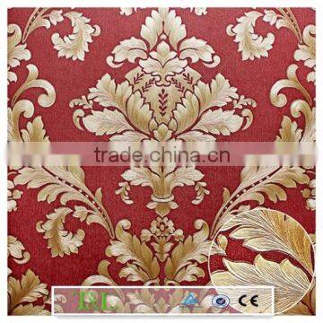 Light embossed damask PVC wallpaper