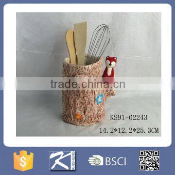 2016 Hotsale Kinsheng Fox Ceramic Spoon and Fork Storage Holder