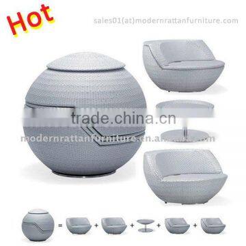 outdoor ball shape synthetic rattan furniture set - hotel furnishing