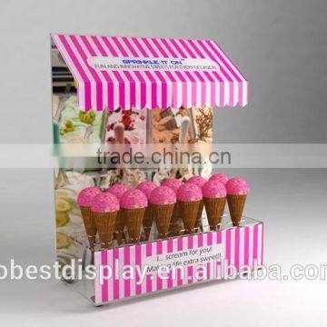 10 holes clear acrylic ice cream cone display case,ice cream cone holder,ice cream cone display stand