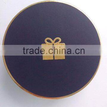 Delicate logo gold embossing round cardboard chocolate box