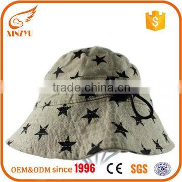 Alibaba custom the stars pattern white bucket hat