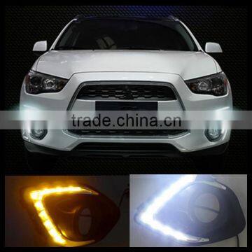 fog lamp cover white led drl yellow turn signal light for mitsubishi asx led daytime running light