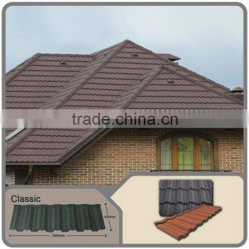 house roofing coated stone/Classic stone sand coated metal roofing companies/professioonal stone coated metal roof manufacturers