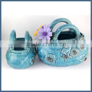 Fancy Antique Christmas Decorative Flower Basket Vase Ceramic photo-4