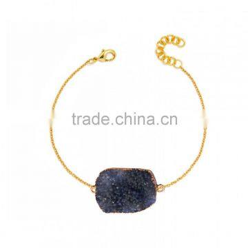 2016 Hot Selling Fashion Rough Natural Stone Bracelet Green Druzy Beads Bracelet
