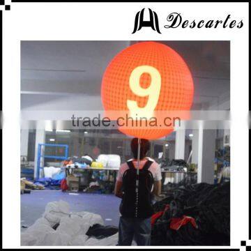 Letter "9" printing lighted inflatable backpack walking balloon for advertising