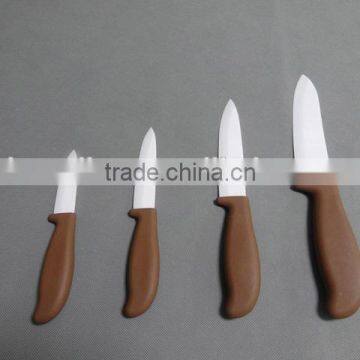 Copper color handle, white blade whole ceramic knife set for universal kitchen use