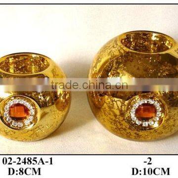 Gold ball shaped glass ball candle holder ornaments