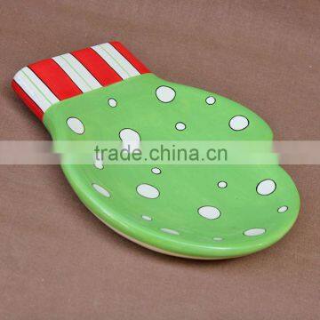 ceramic Christmas decorative glove shape dish