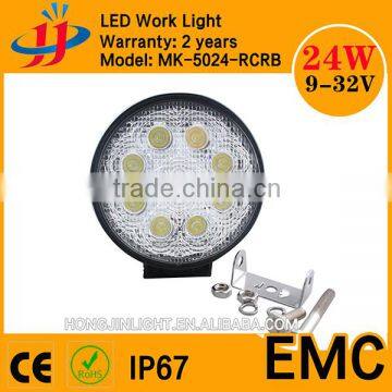 New 24w Round Led Light Flood Work Off Road led 10-30V DC work lights for Truck 4WD UTE ATV SUV