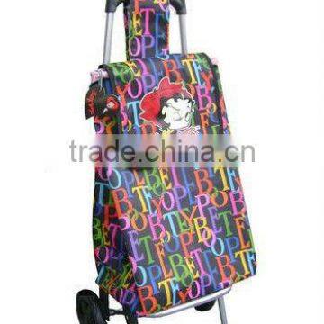 The letter grocery shopping cart with 2 wheels