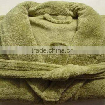 Dark Green Coral Fleece Bathrobe Spa Robe