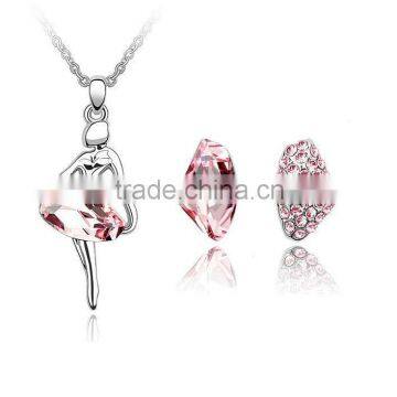 OUXI 2015 Rhodium plated fashion necklace set