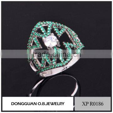 Costume Jewelry Supplies Fashion Black Gold Jewelry Green Stone Finger Ring photo-4