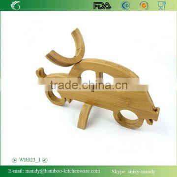 WR023 JEEP-SHAPED Bamboo Holder for Wine Bottle, Foldable Wine Holder photo-2