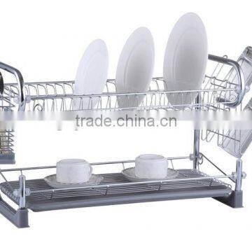 2 tier chrome dish rack wthe tray and holder