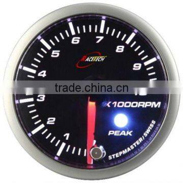 52mm Super White & Amber LED Tachometer Gauge Smoke Lens With Warning & Peak Recall