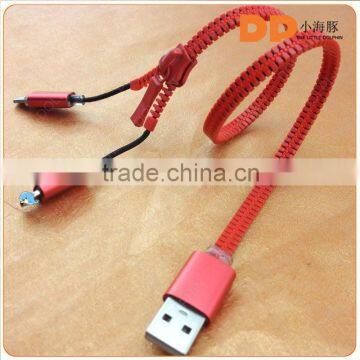 High Quality Micro Usb Cable Zipper Date Cable With Led Light photo-3