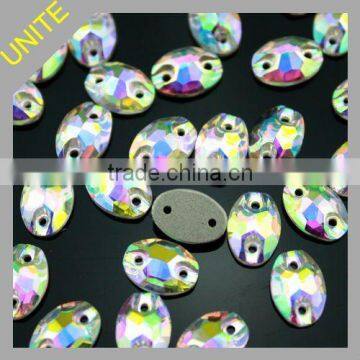 Oval Sew-on Crystal Stone Crystal AB photo-1