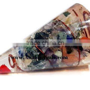 Chakra Energy Orgone Cone-wholesale Orgone Engery products : Mix Gemstone Copper Wire Wrapped Orgone Cone