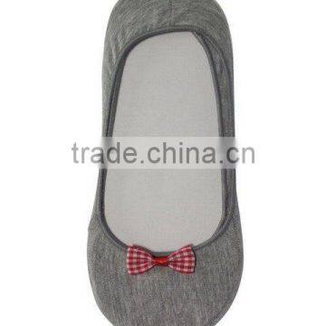 Ladies' fashion grey melange with red bow footie socks