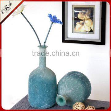 OUBOAO Unique Design Handmade Retro Style Smoke Gray Matte Glass Flower Vase photo-5