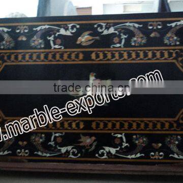 Italian Rectangle Inlay Marble Table Top, Antique Marble Inlaid Table