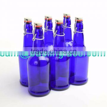 1L blue beer growler with swing tip cap