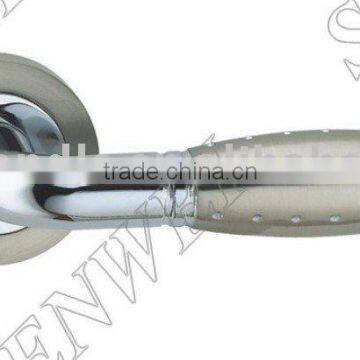 AL-6303 SN/CP aluminium door handle on rose