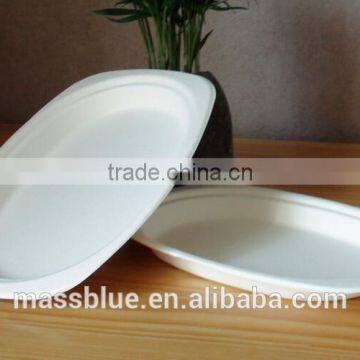 High quality white color paper plate with oval shape