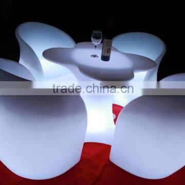 modern desgin led light cafe table and chairs , led garden table chair