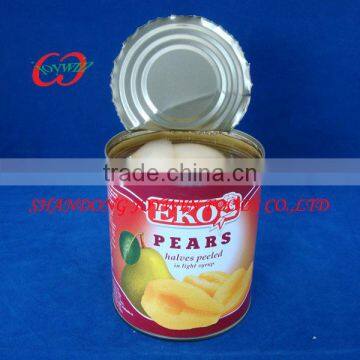 Top quality Syrup fruits, ,Canned bartlett pear halves/half in light syrup