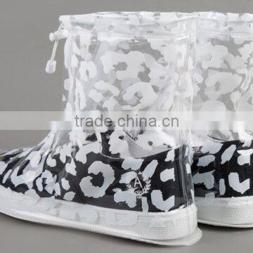 With White Flower Printing Transparent Plastic Shoes Cover photo-4
