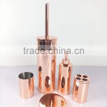 Rose Gold Bathroom Accessory Set Stainless Steel Plating Golden Copper Hotel Sets Accessories Soap Holder Toilet Brush