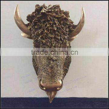 bronze and copper red metallic resin bison Buffalo head wall mount