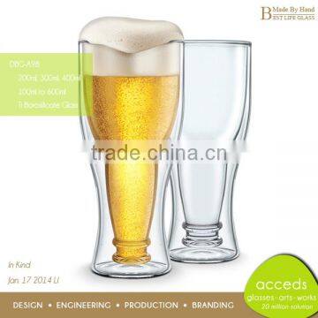 Microwave Dishwasher Oven Safe Double Wall New Glass Cup Beer