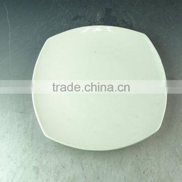 Wholesale white ceramic square flat dinner plate for daily use