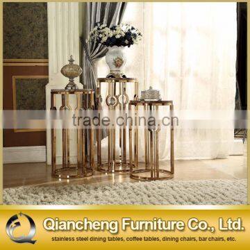 Round marble flower stand golden color for wedding