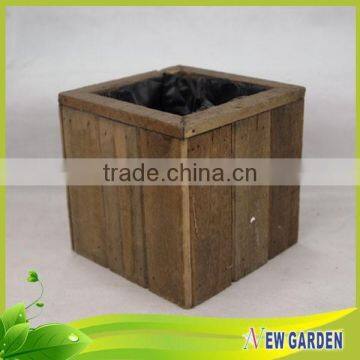 Eco-friendly Retangle Wooden Planter ,Handmade Slat Wood Basket photo-3