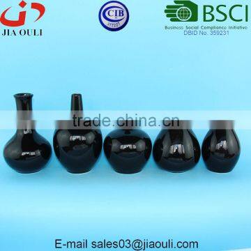 BSCI Audit Factory Black glazed Custom ceramic flower vases set of 5 pcs for mail order