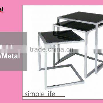Modern Nesting Table Living Room Square Tea Table Tempered Glass Table